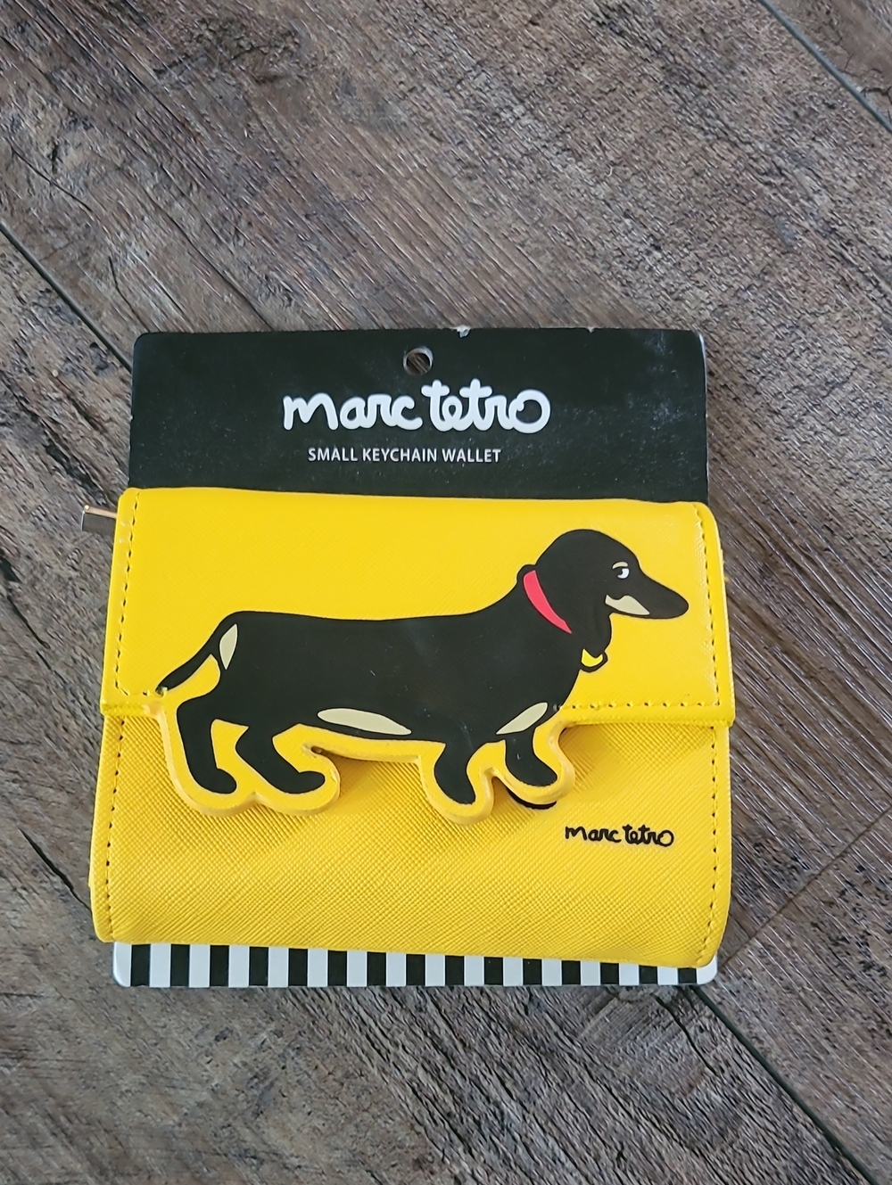 Marc Tetro Yellow Dachshund Small Keychain Wallet